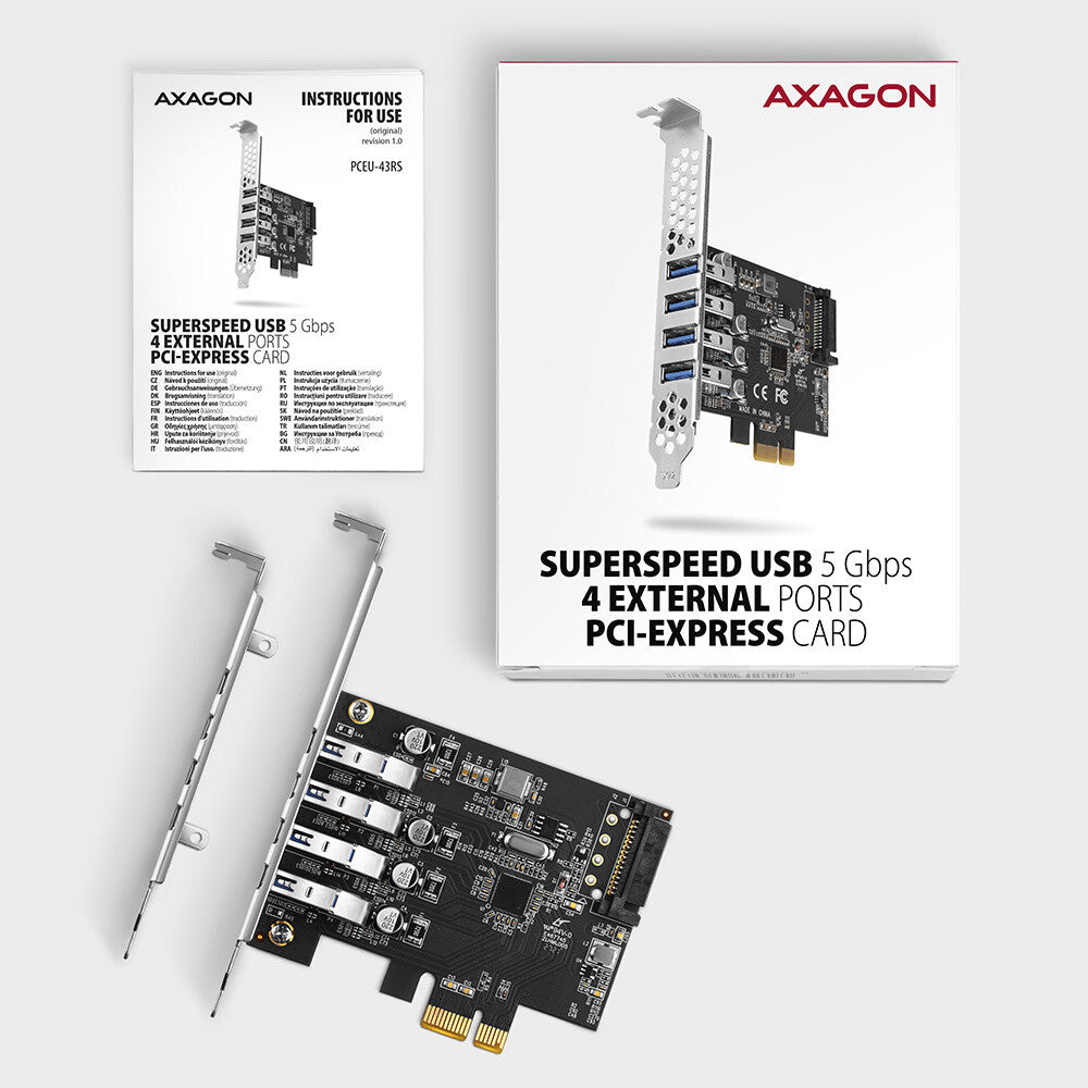 Axagon PCEU-43RS interface-kort/adapter Intern USB 3.2 Gen 1 (3.1 Gen 1)