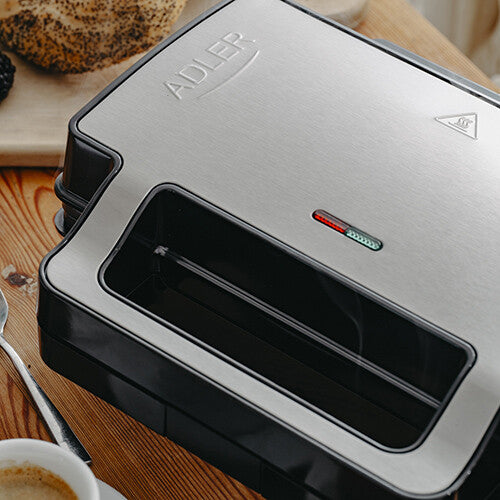 Adler AD 3073 sandwichtoaster 1400 W Sort, Sølv