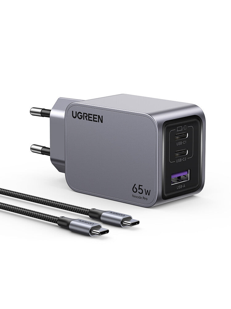 Ugreen 25871 oplader til mobil enhed Universel Grå Vekselstrøm Hurtig opladning Indendørs
