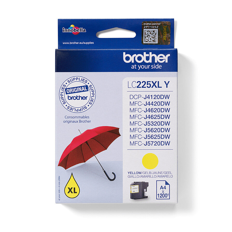 Brother LC225XLY blækpatron 1 stk Original Højt (XL) udbytte Gul