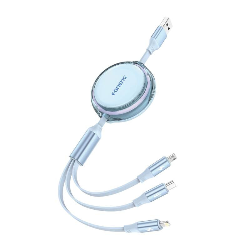 Foneng X113 3-i-1-kabel 1,1 M Blå