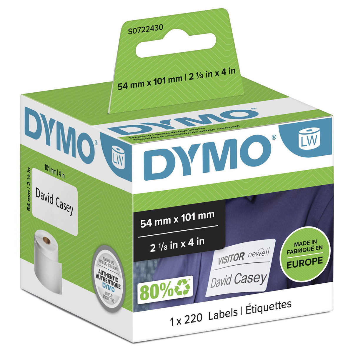 DYMO LabelWriter Shipping Forsendelses-/navneskiltmærkater 54 x 101 mm 220etikette(r) S0722430