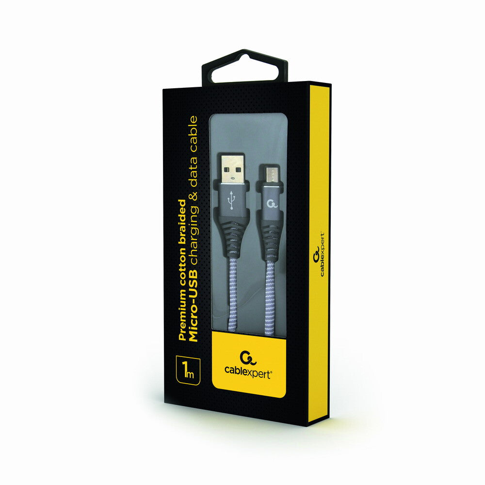 Gembird CC-USB2B-AMMBM-1M-WB2 USB-kabel USB 2.0 Micro-USB B USB A 0,48 Gbit/sek. Grå, Hvid
