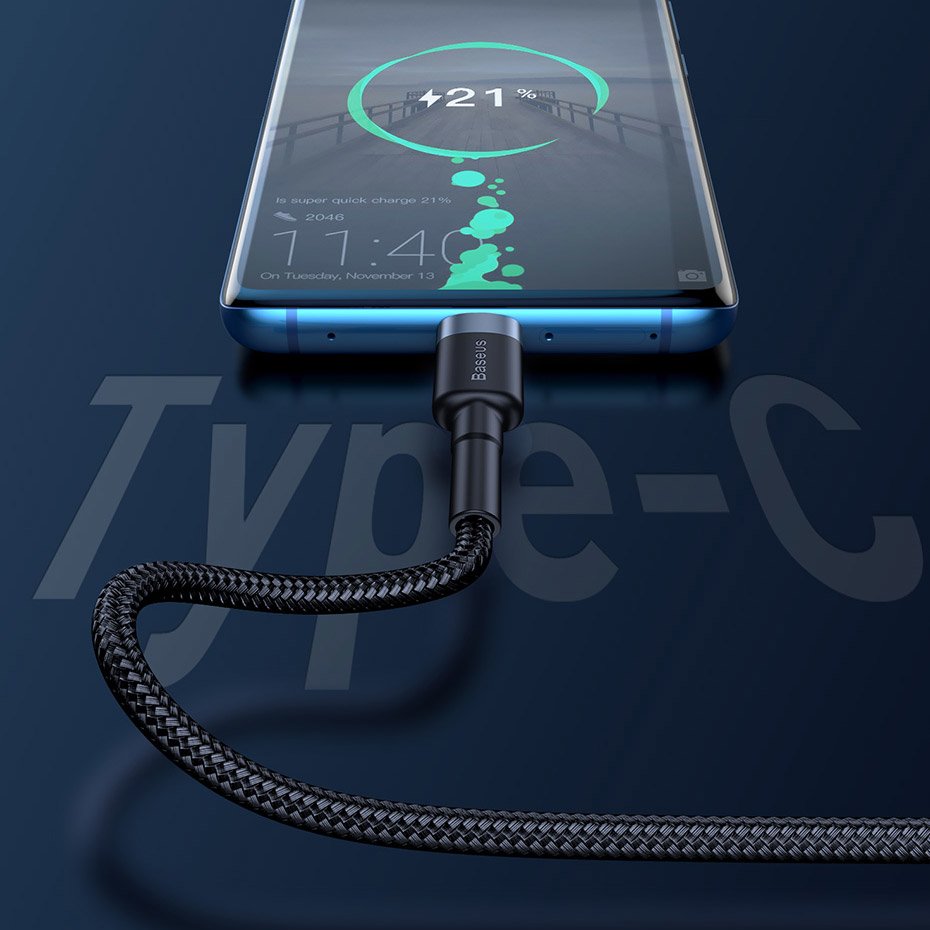 Baseus Cafule cable USB Type C SuperCharge 40W Quick Charge 3.0 QC 3.0 1m gray-black (CATKLF-PG1)