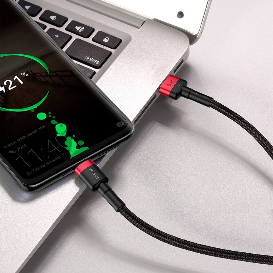 Baseus Cafule cable USB Type C SuperCharge 40W Quick Charge 3.0 QC 3.0 1m gray-black (CATKLF-PG1)