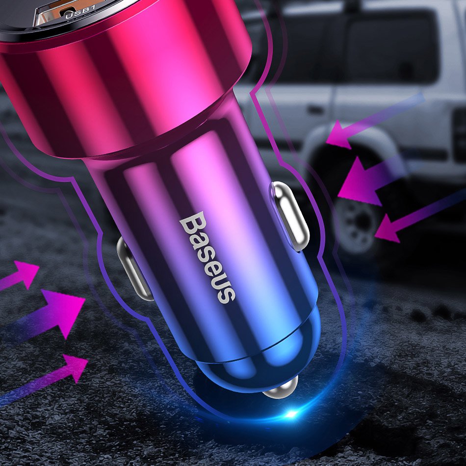 Baseus Magic Series Dual QC - Quick Charge 3.0 2x USB 45W 6A biloplader sort (CCMLC20A-01)