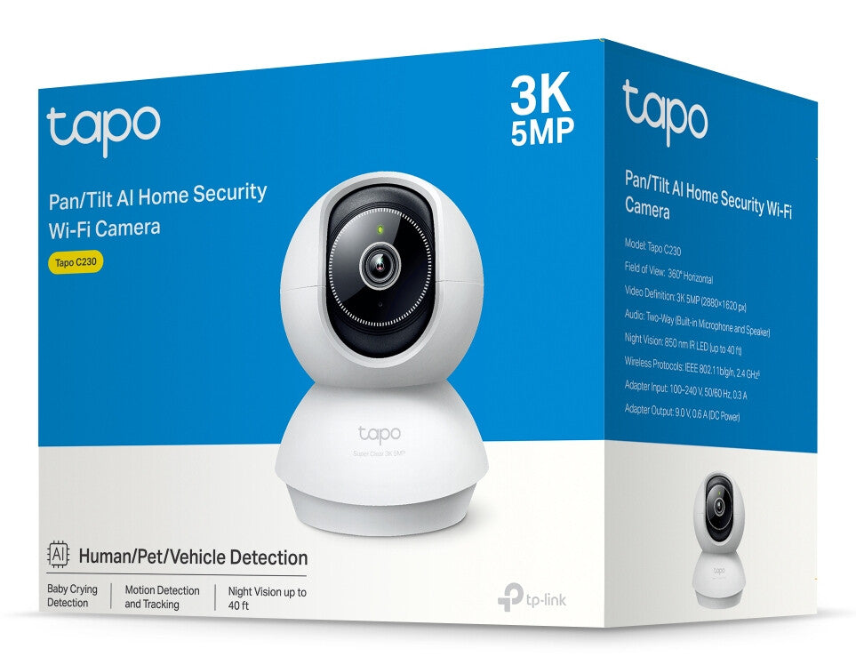 TP-Link Tapo C230 Pære IP-sikkerhedskamera Indendørs 2880 x 1620 pixel Loft/skrivebord