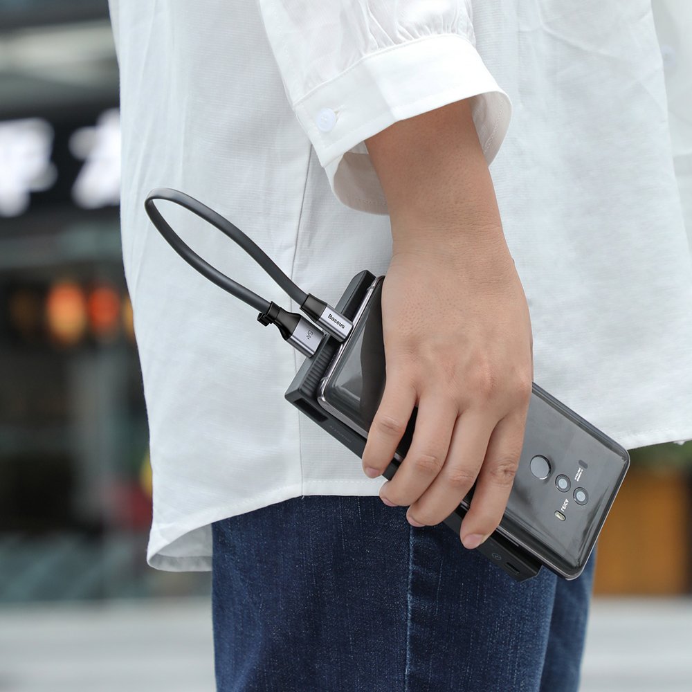 Baseus Simple flad kabel USB kabel / USB Type C SuperCharge 5A 40W Quick Charge 3.0 QC 3.0 23cm grå (CATMBJ-BG1)