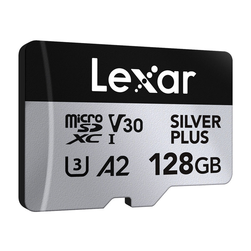Sæt af 2 Lexar High-Performance Silver Plus microSDXC 2x128GB hukommelseskort + adapter