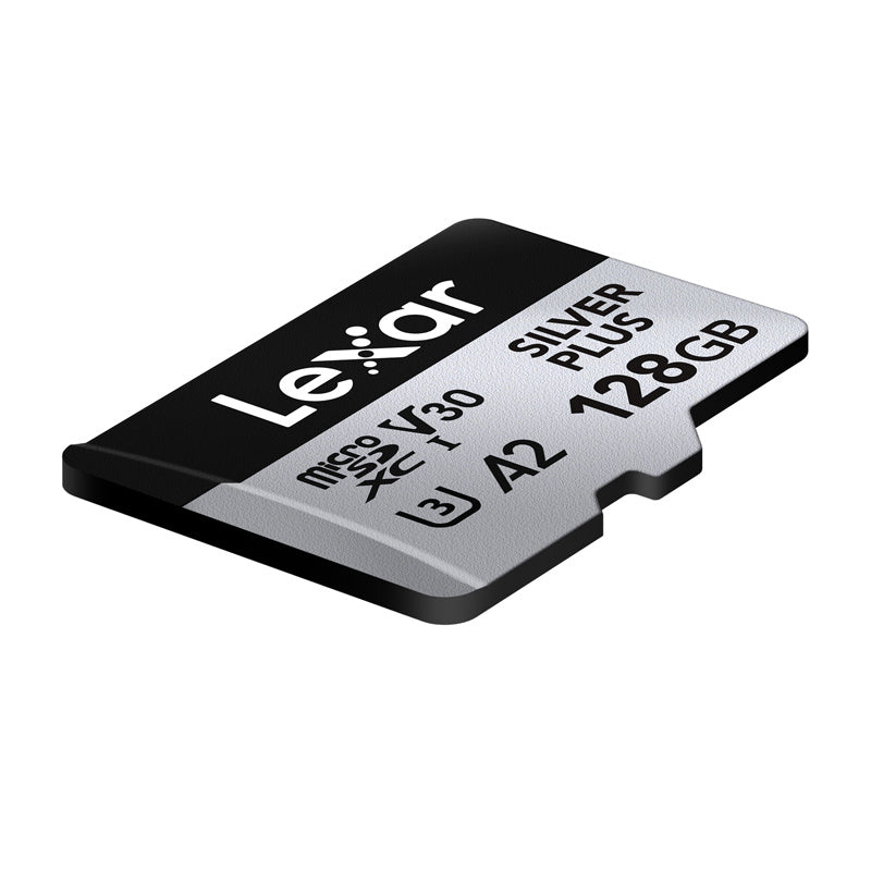 Sæt af 2 Lexar High-Performance Silver Plus microSDXC 2x128GB hukommelseskort + adapter
