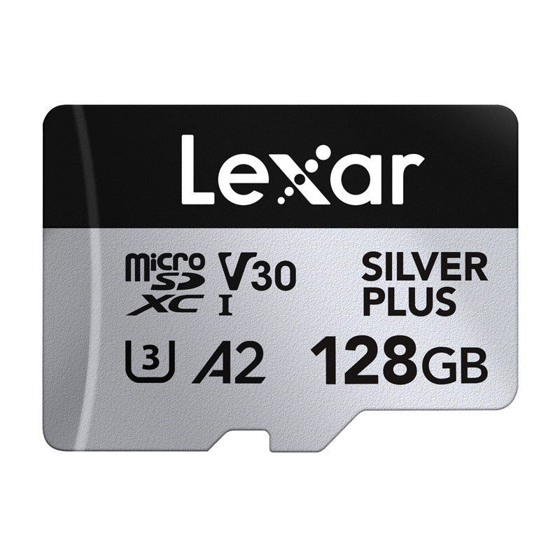 Sæt af 2 Lexar High-Performance Silver Plus microSDXC 2x128GB hukommelseskort + adapter