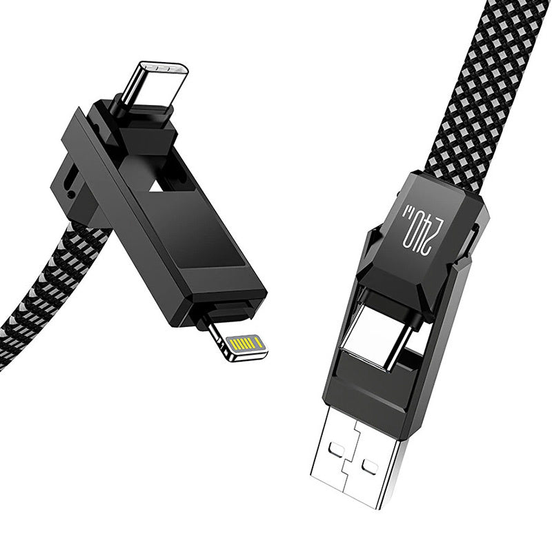 Blitzwolf BW-HDC7 4-i-1 USB+C+Lightning kabel 240W 1,2m (sort)