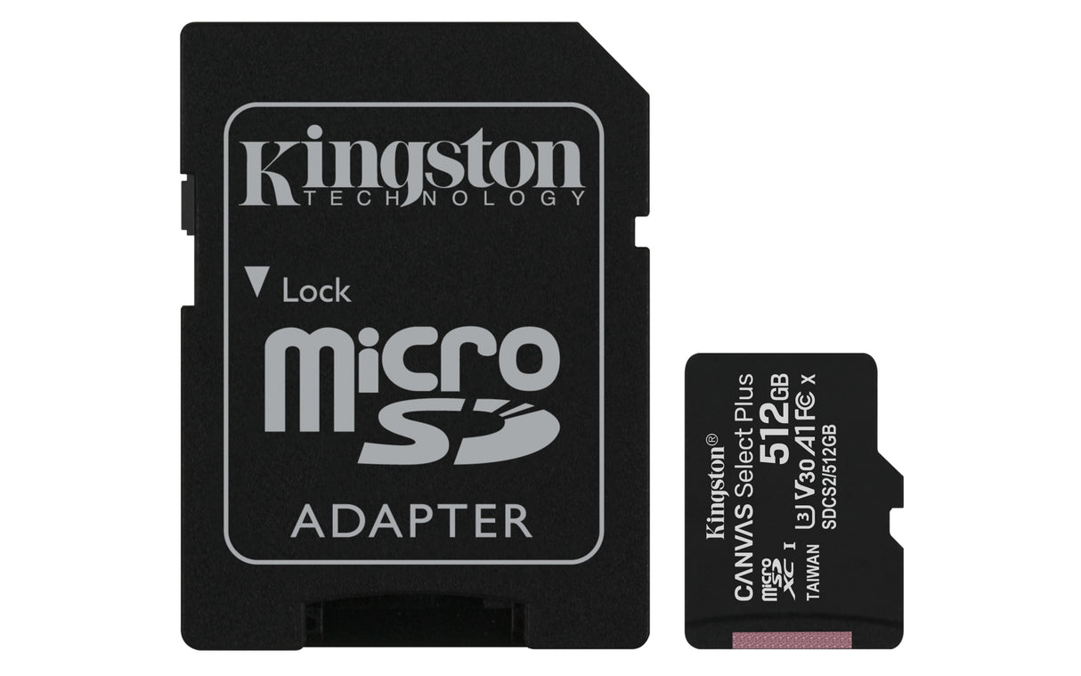 Kingston Technology Canvas Select 512 GB micSDXC Plus 100R A1 C10-kort + ADP