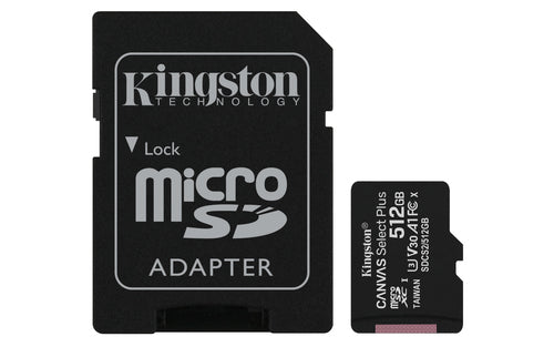 Kingston Technology Canvas Select 512 GB micSDXC Plus 100R A1 C10-kort + ADP
