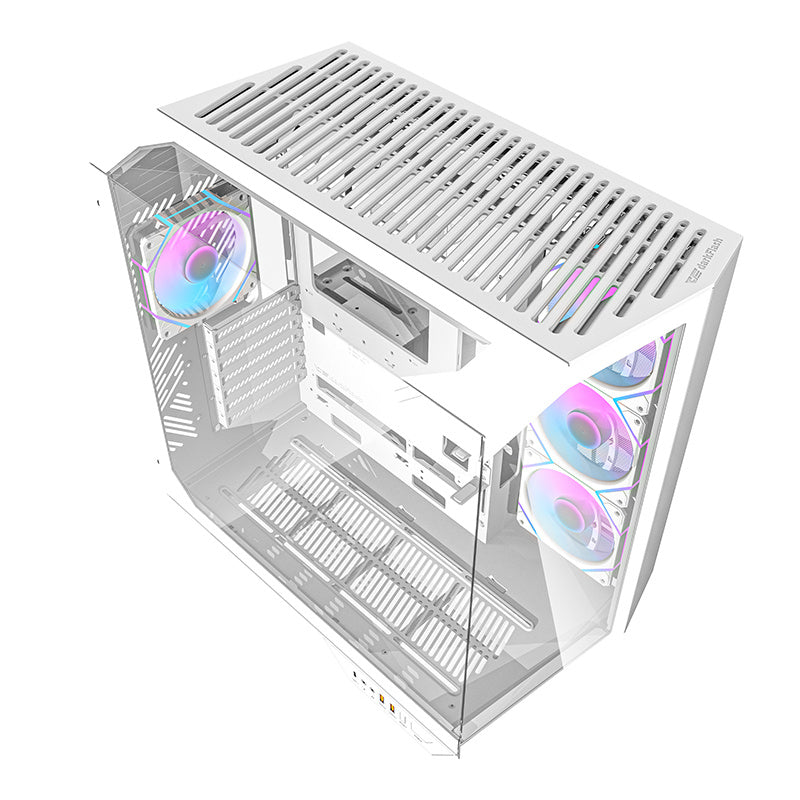 Darkflash DY470 computercase (hvid) + 4 fans + GPU-brakette