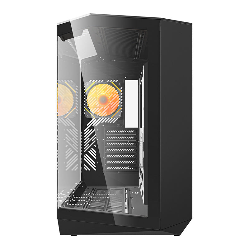 Darkflash DY470 computercase (sort) + 4 fans + GPU-brakette