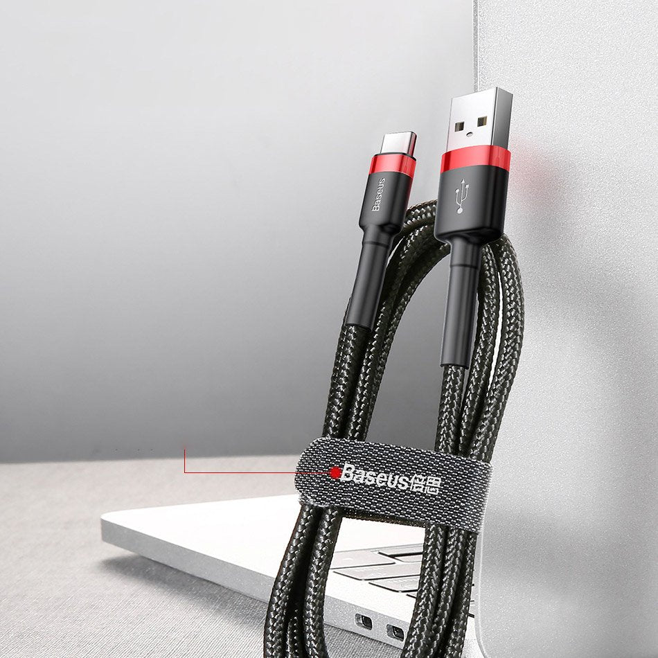 Baseus Cafule Kabel USB-A / USB-C QC3.0 2A 3m - Grå-Sort