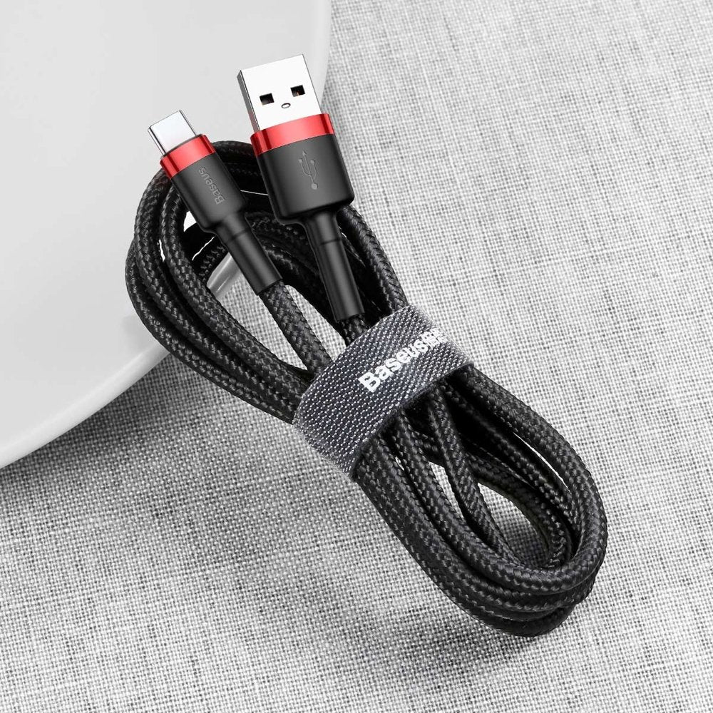 Baseus Cafule Cable durable nylon cable USB / USB-C QC3.0 2A 3M black-red (CATKLF-U91)