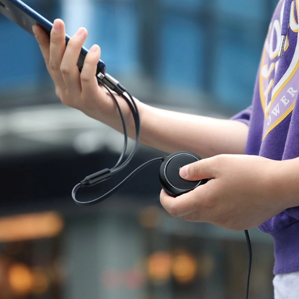 Baseus Golden Loop 3in1 forlænget kabel USB - micro USB / Lightning / USB-C 3.5A 35cm - 120cm sort (CAMLT-JH01)