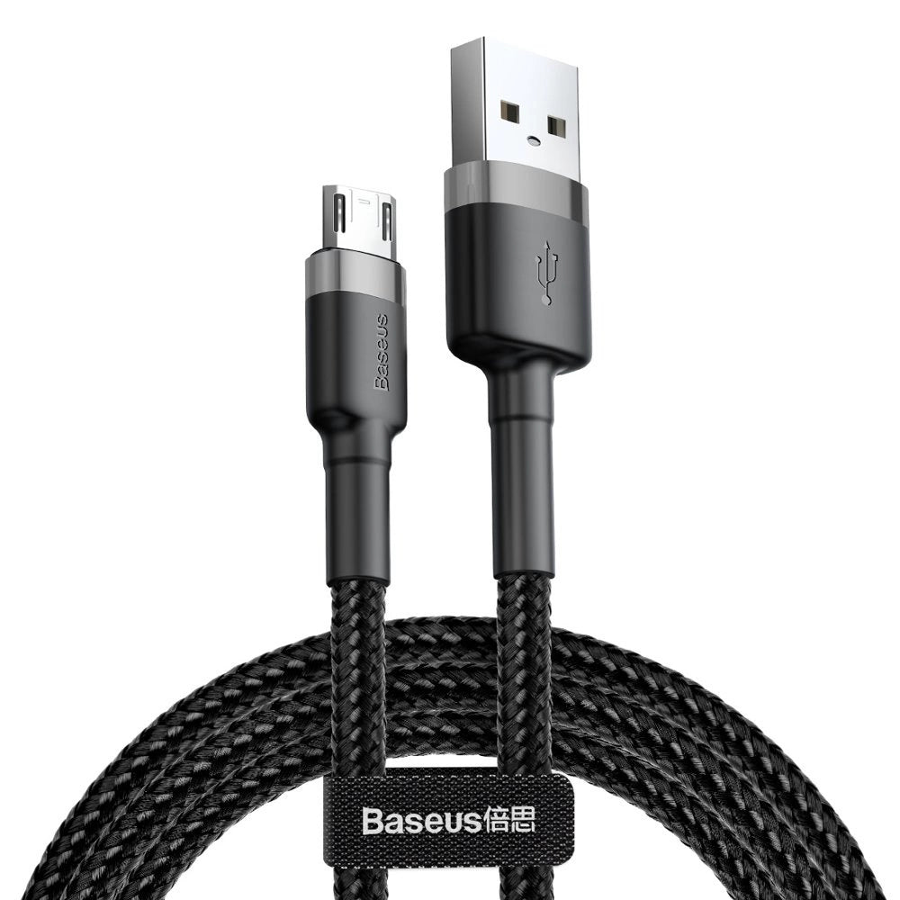 Baseus Cafule Cable holdbar nylon kabel USB / micro USB 2A 3M sort-grå (CAMKLF-HG1)