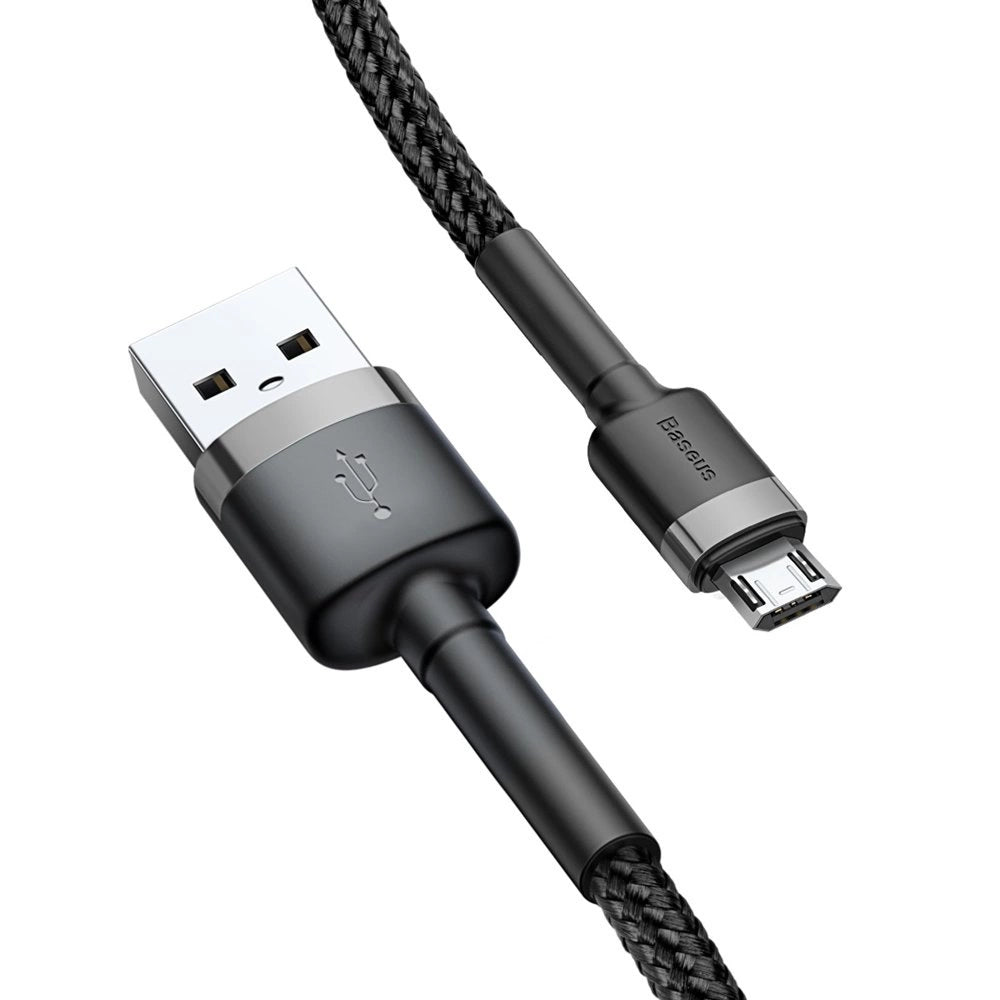 Baseus Cafule Cable holdbar nylon kabel USB / micro USB 2A 3M sort-grå (CAMKLF-HG1)