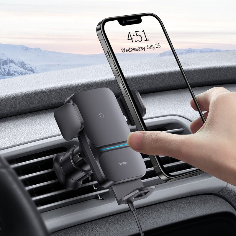 Baseus Wisdom Car Mount Wireless Charger Aktiv holder Mobiltelefon/Smartphone Sort
