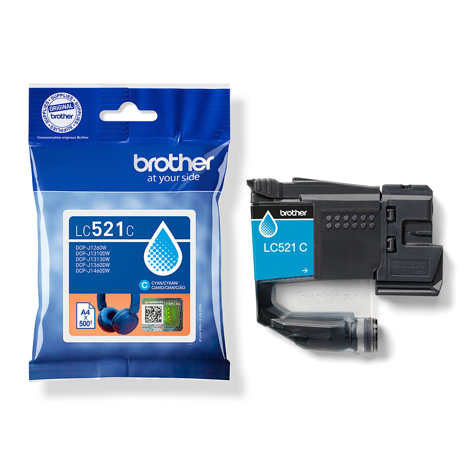 Brother LC521C blækpatron 1 stk Original Blå