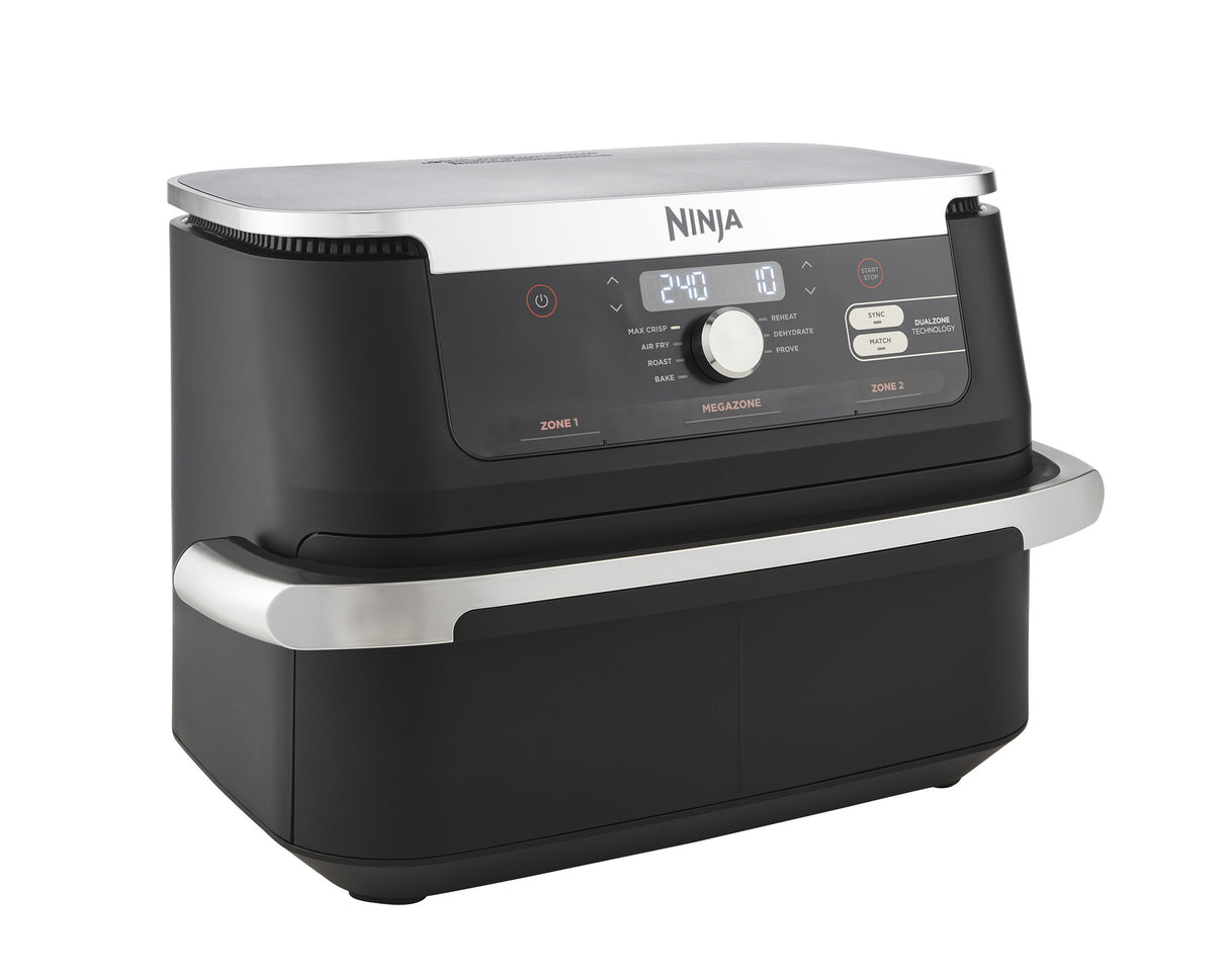 Ninja AF500EU frituregryde Dobbelt 10,4 L Enkeltstående 2470 W Varmluftsteger Sort, Rustfrit stål