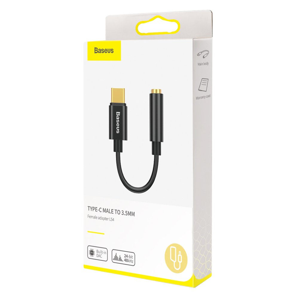 Baseus L54 adapter for USB-C headphones / mini jack 3.5mm DAC 24 bit 48 KHz - black