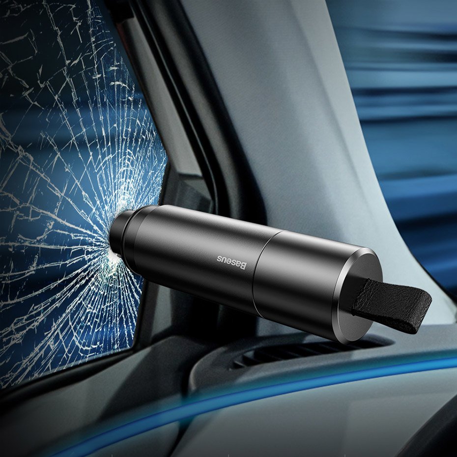 Baseus Sharp Tool Safety Hammer (Vindu-bryde+Sikkerhedsseler skæring) mørkgrå (CRSFH-0G)