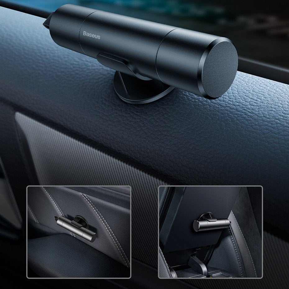 Baseus Sharp Tool Safety Hammer (Vindu-bryde+Sikkerhedsseler skæring) mørkgrå (CRSFH-0G)