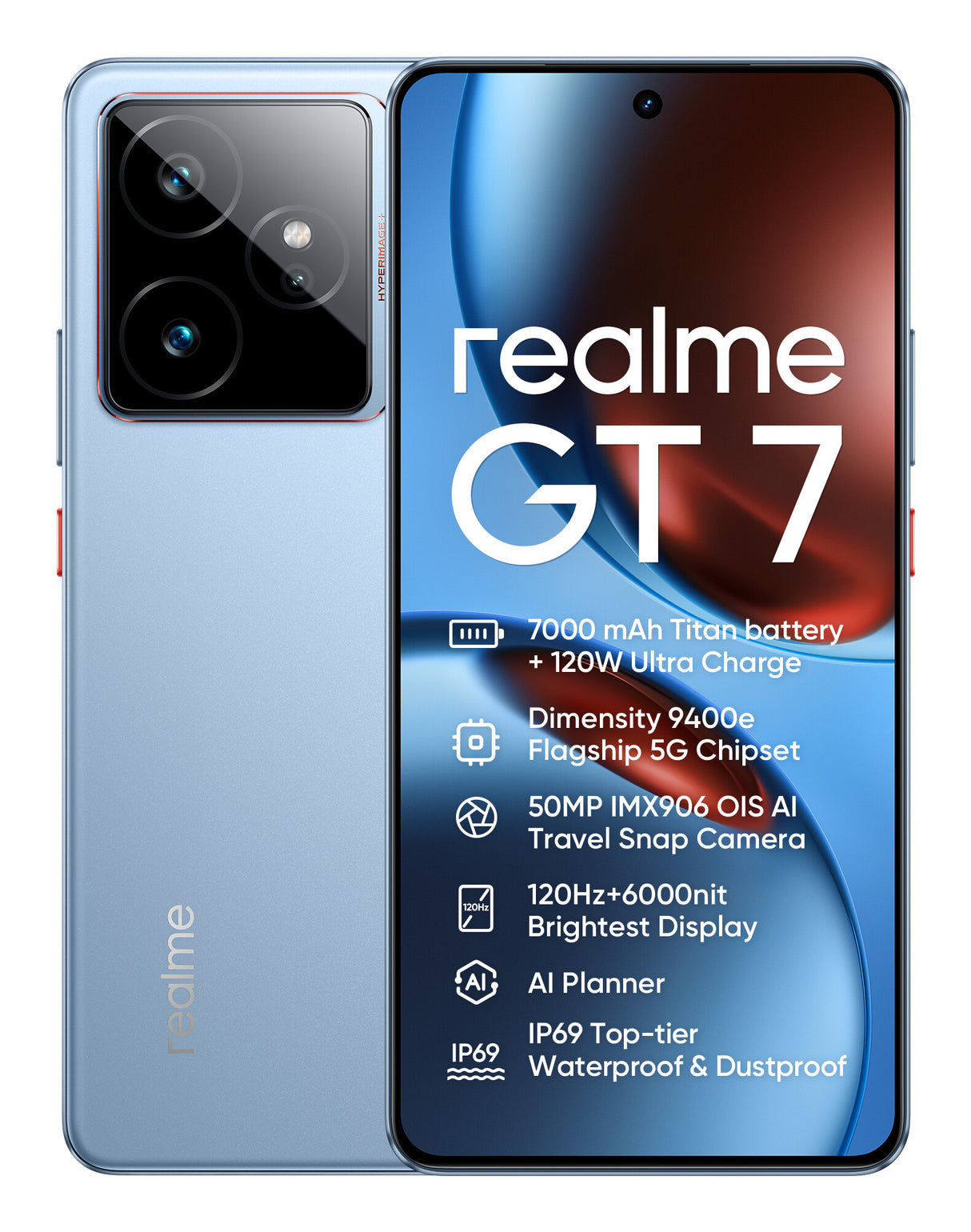 realme GT 7 17,2 cm (6.78") Dual SIM Android 15 5G USB Type-C 12 GB 512 GB 7000 mAh Blå