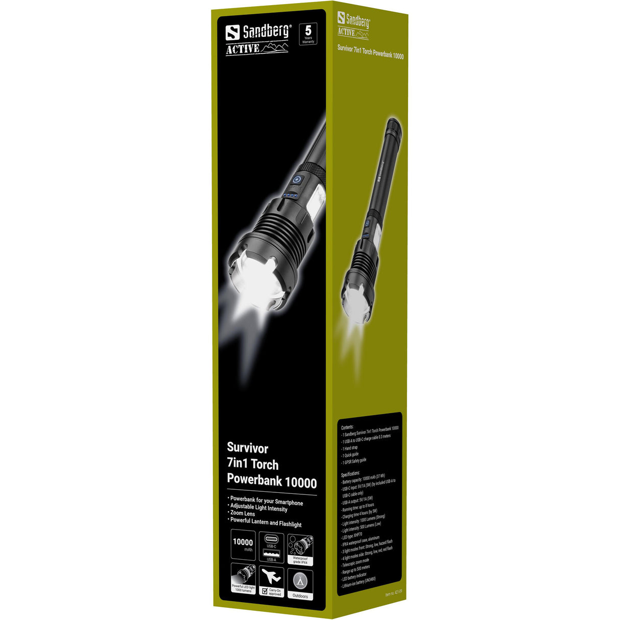 Sandberg Survivor 7in1 Torch Powerbank 10000