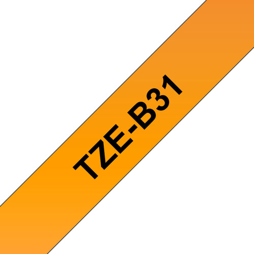Brother TZE-B31 etiketbånd Sort på fluorescerende orange