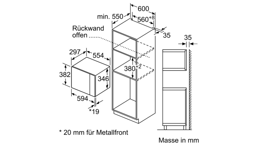 Bosch BFL520MS0 mikrobølgeovn Sort, Rustfrit stål Kombination mikroovn Indbygget 20 L 800 W