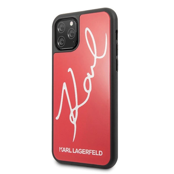 Karl Lagerfeld Signature Glitter Case for iPhone 11 Pro - Red
