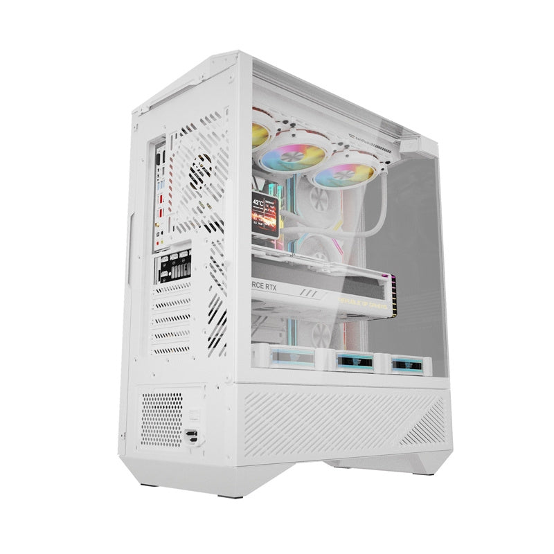 Darkflash DY460 computercase (hvid) + 4 ARGB-ventilatorer