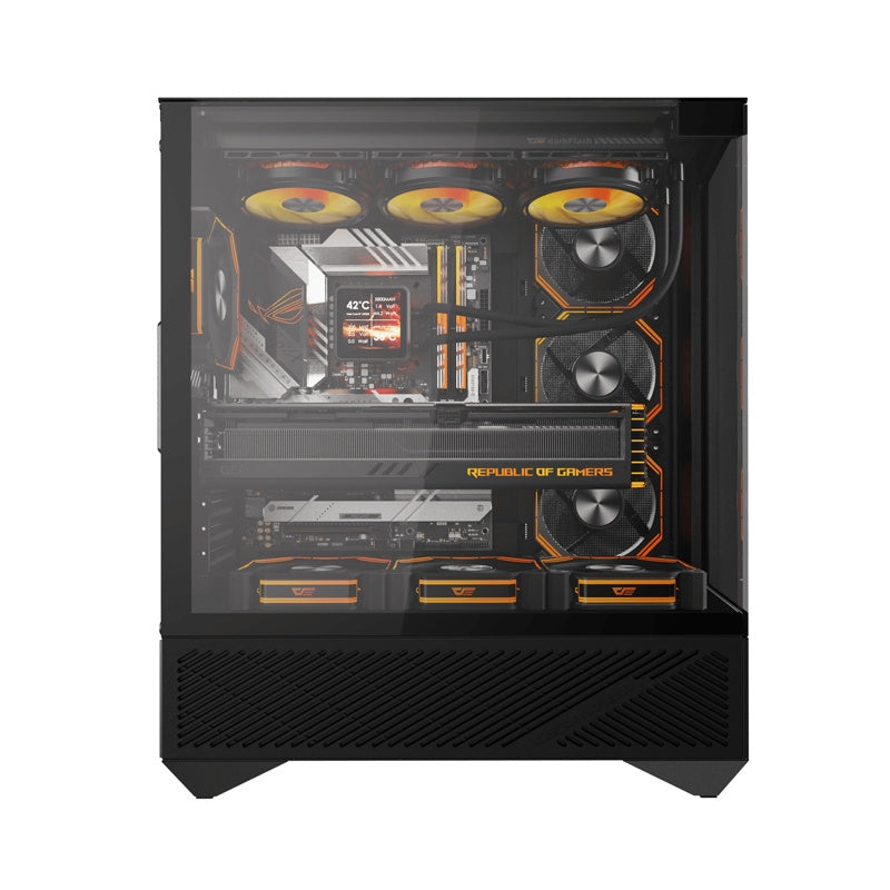 Darkflash DY460 computerkasse (sort) + 4 ARGB-ventilatorer