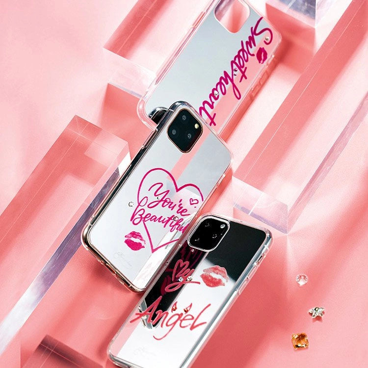 Kingxbar Angel spejlhus dekoreret med originale Swarovski krystaller iPhone 11 Pro Max gennemsigtig