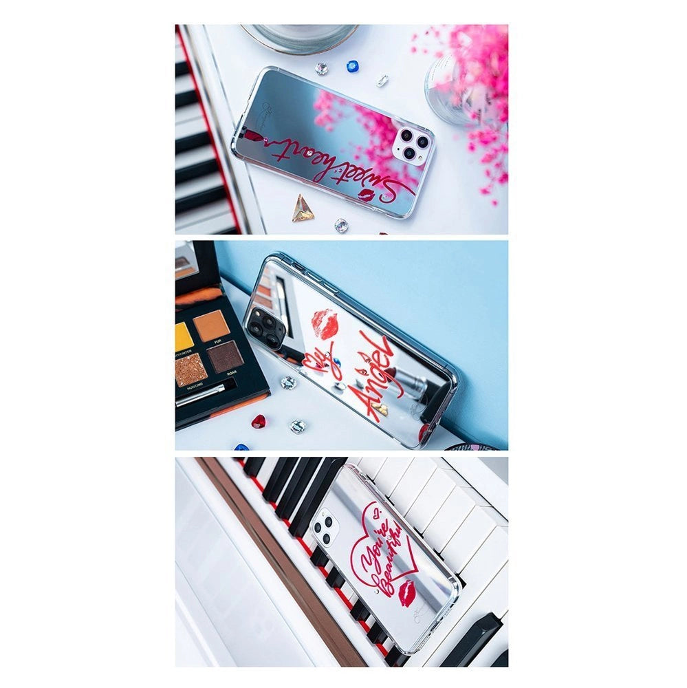 Kingxbar Angel spejlhus dekoreret med originale Swarovski krystaller iPhone 11 Pro Max gennemsigtig