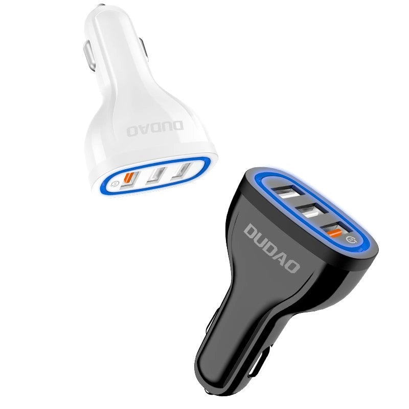 Dudao bil oplader hurtig opladning Quick Charge 3.0 QC3.0 2.4A 18W 3x USB hvid (R7S hvid)