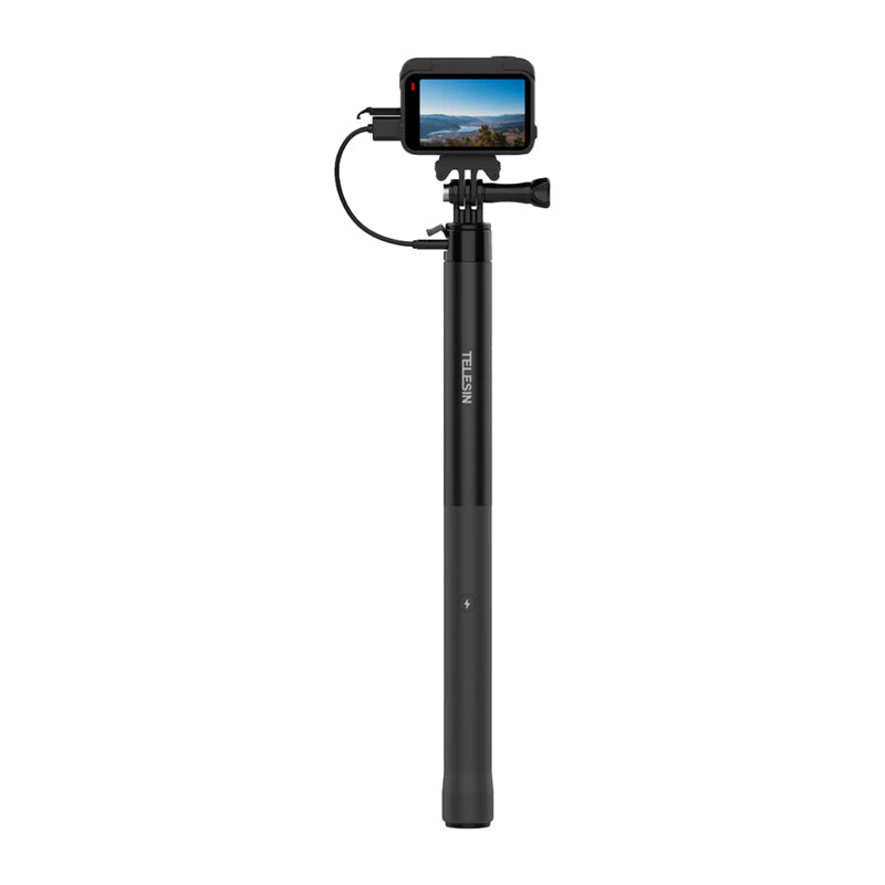 Selfie-stick med Telesin powerbank til sportskameraer / smartphones S1-CSS-05