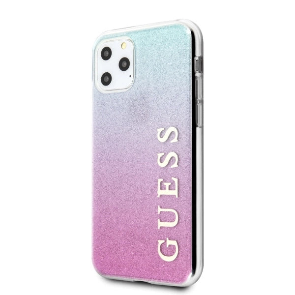 Guess GUHCN65PCUGLPBL iPhone 11 Pro Max rosenblå/rosablå hårdkasse Glitter Gradient