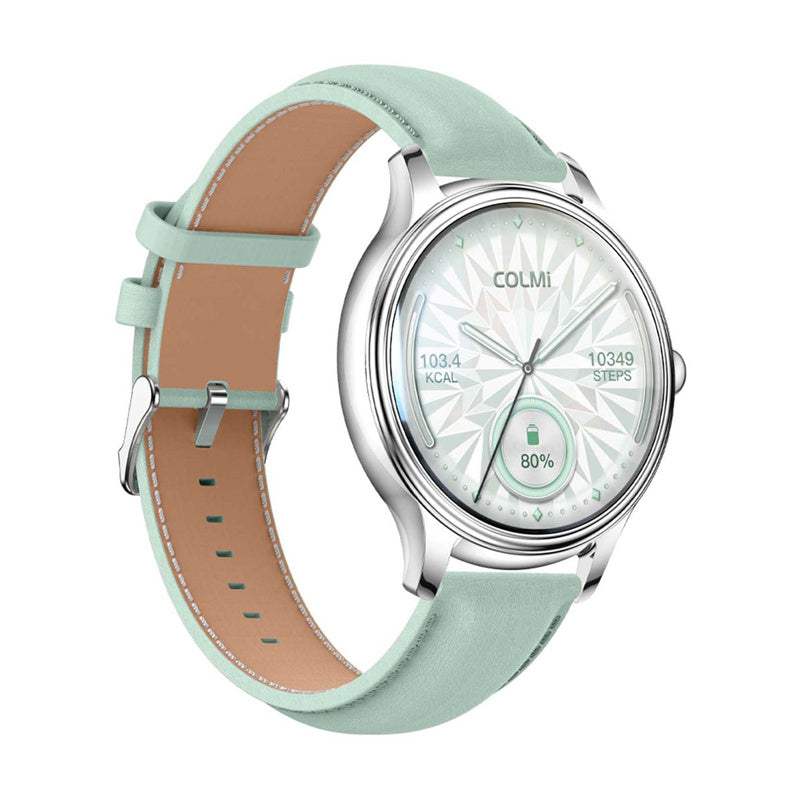 COLMI L28 Smart Watch (Sølvgrøn + grøn læderrem)