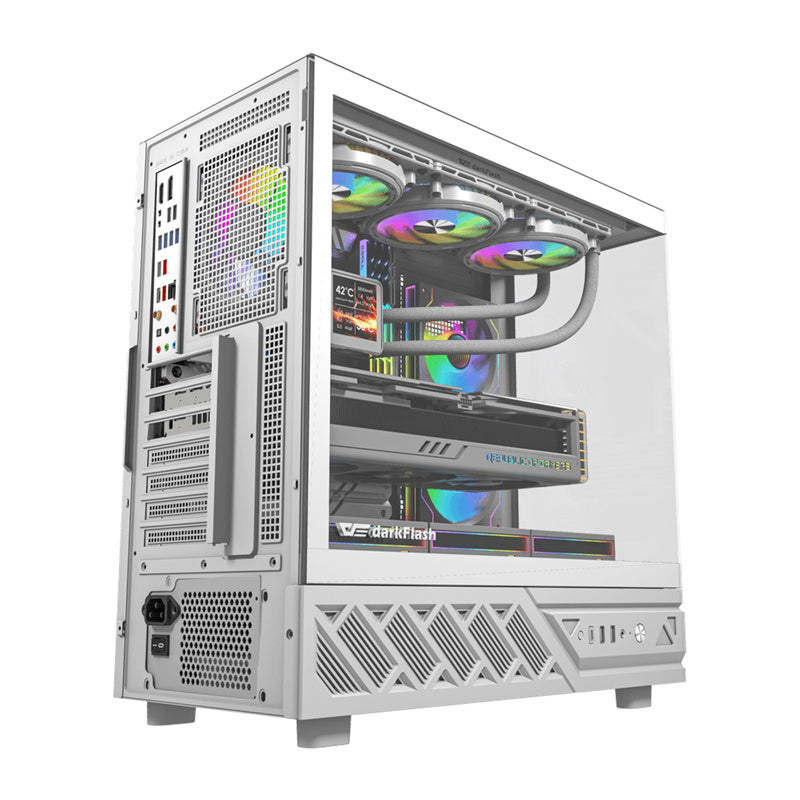 DarkFlash DS950 computercase (hvid) + 6 fans
