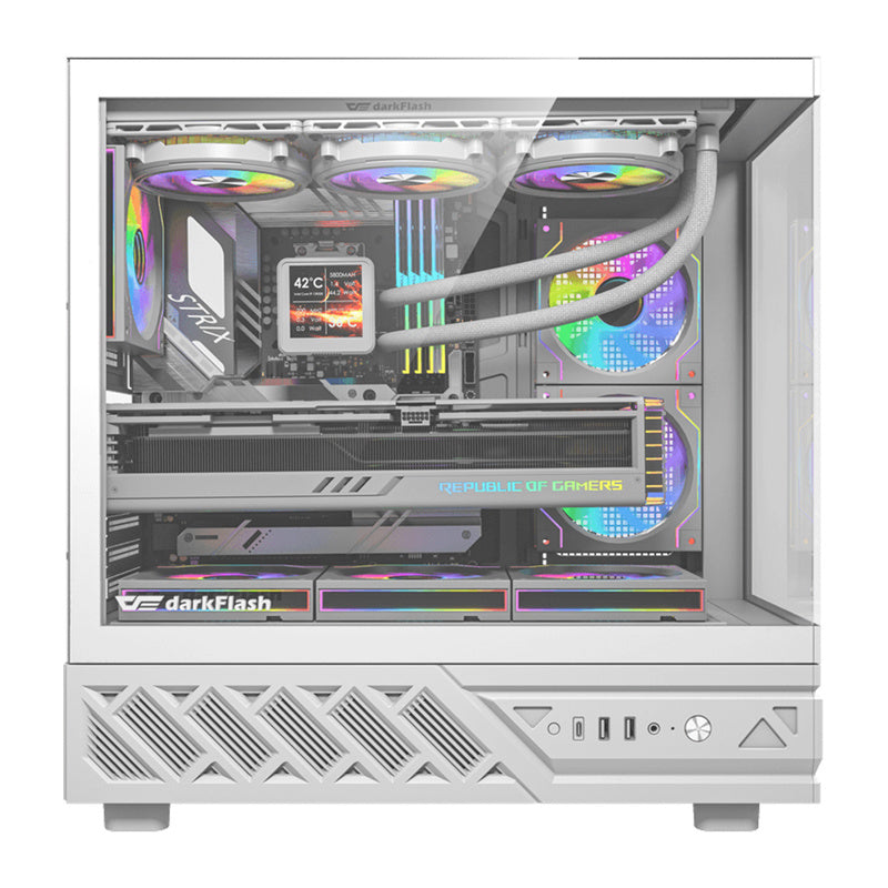 DarkFlash DS950 computercase (hvid) + 6 fans