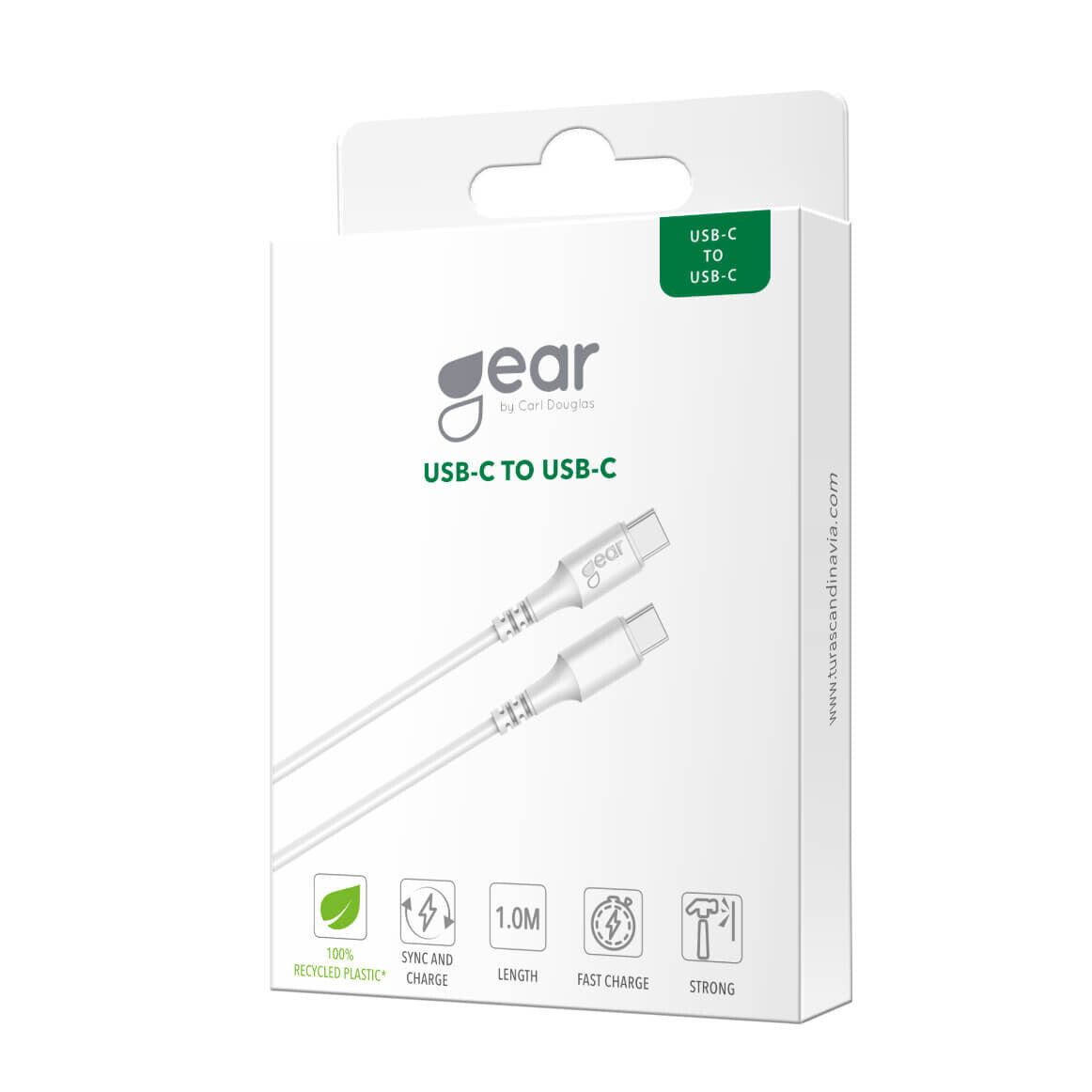 Gear Ladekabel USB-C til USB-C 2.0 1m Kabel Hvid
