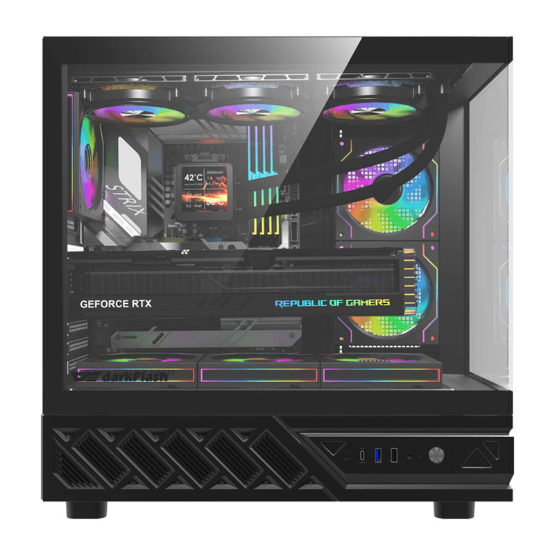 DarkFlash DS950V computerkasse med display (sort) + 6 ventilatorer