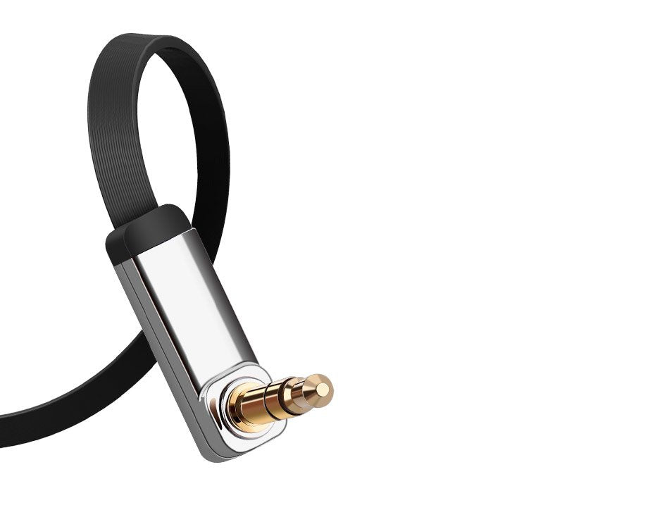 Fladgrøn AUX-lydkabel 3,5 mm mini jack 2m sølv (10599)
