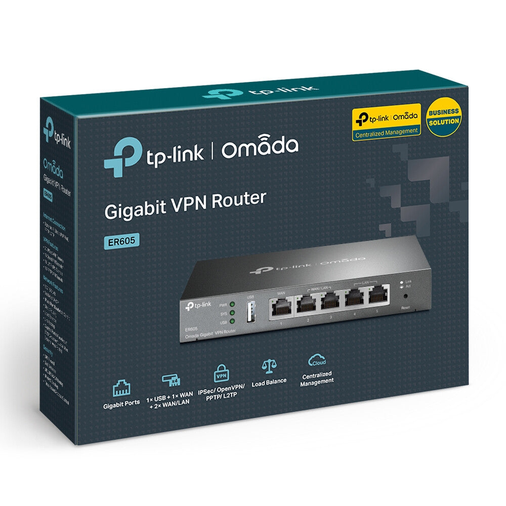 TP-Link Omada ER605 kabelforbundet router Gigabit Ethernet Sort
